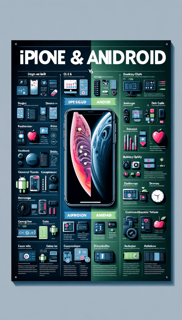 a comparison infographic of iPhone and android generated from DALL-E 3