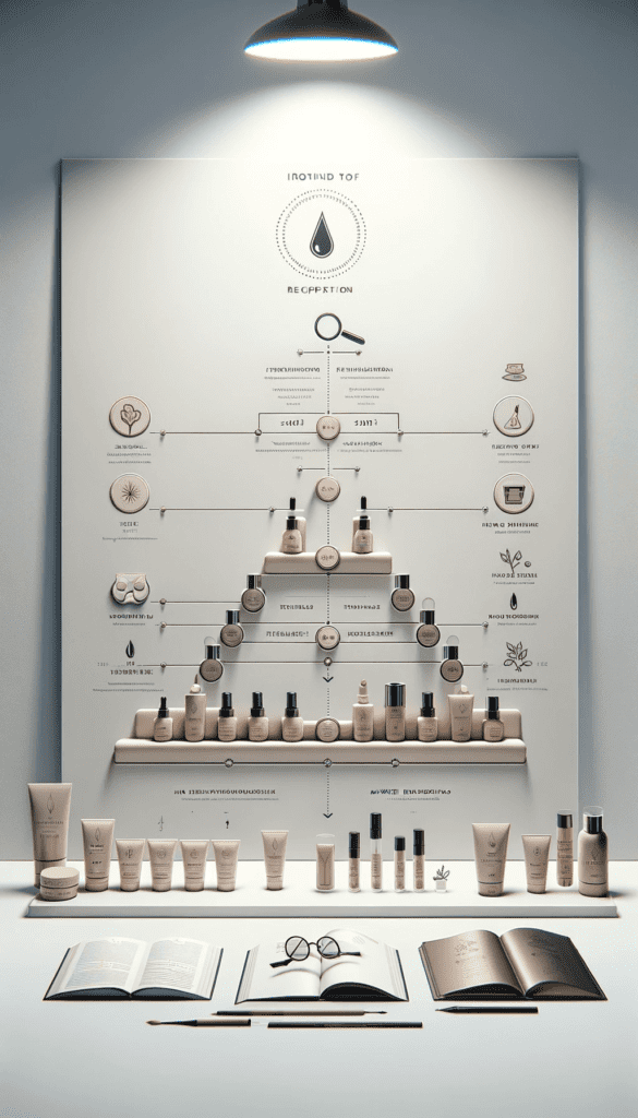 a display of timeline infographic of cosmetics by DALL-E 3