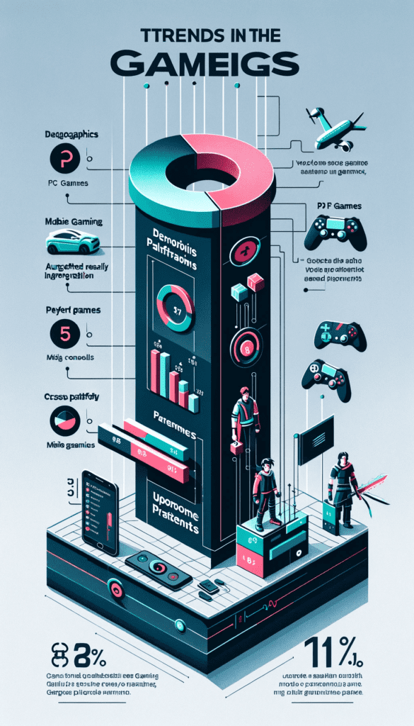 a gaming industry trend infographic generated by DALL-E 3