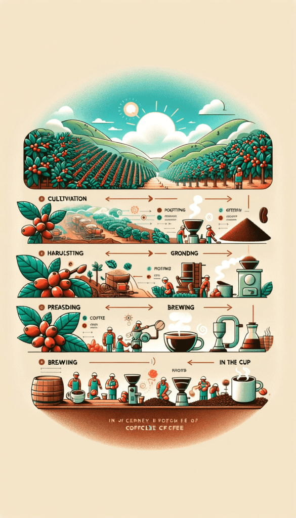 an infographic of a coffee process flowchart by DALL-E 3