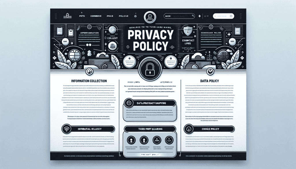 Privacy policy webpage of website generated by DALL-E 3