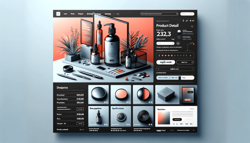 product detail webpage of website by DALL-E 3